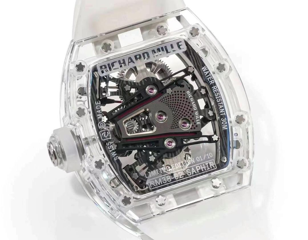 Richard Mille RM38-02 Tourbillon Replica Watch with Crystal Case – Pink Theme - Image 10