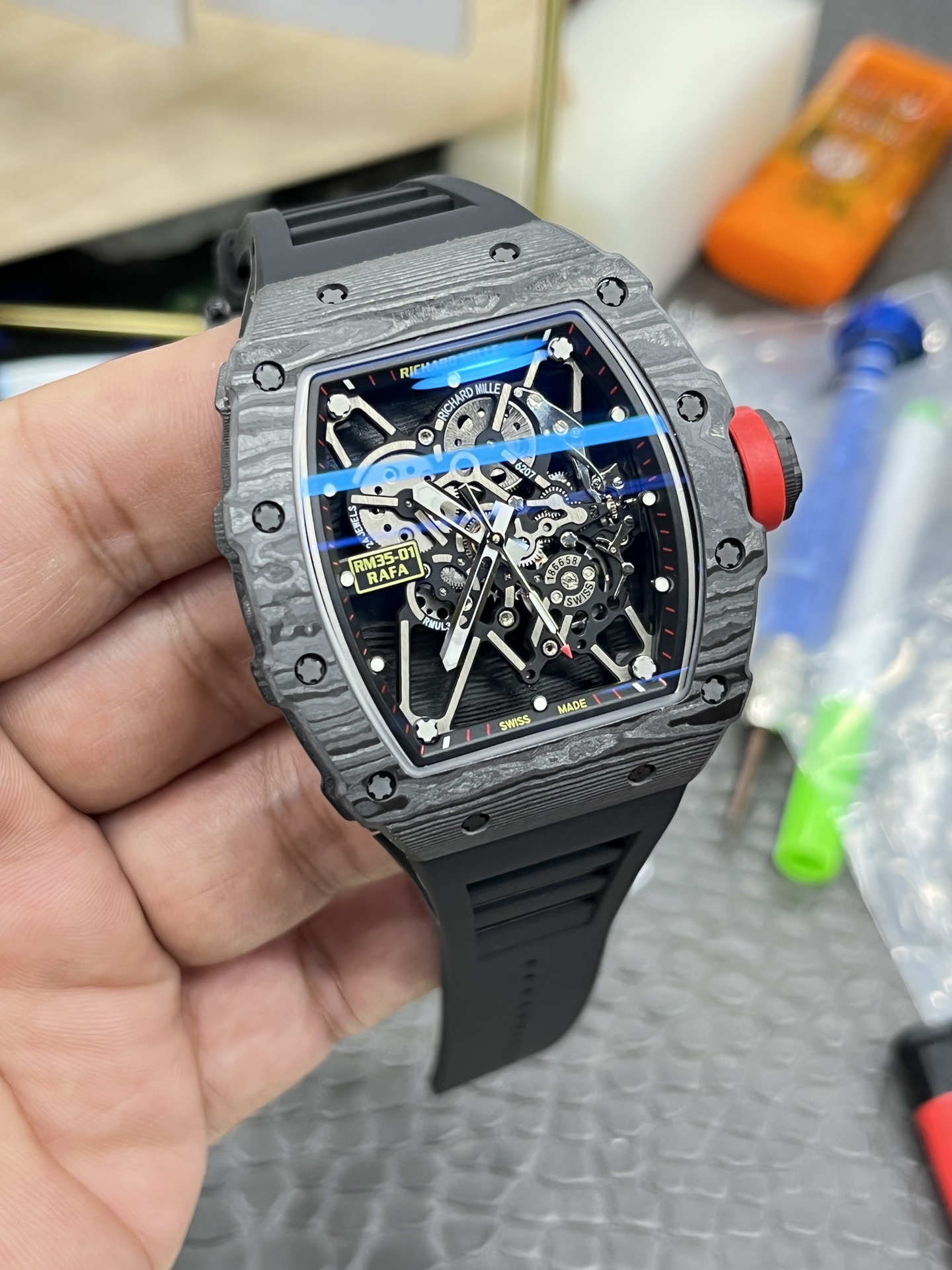 Richard Mille RM35-01 Super Clone Swiss Sports Watch, Carbon Fiber Case - Image 9