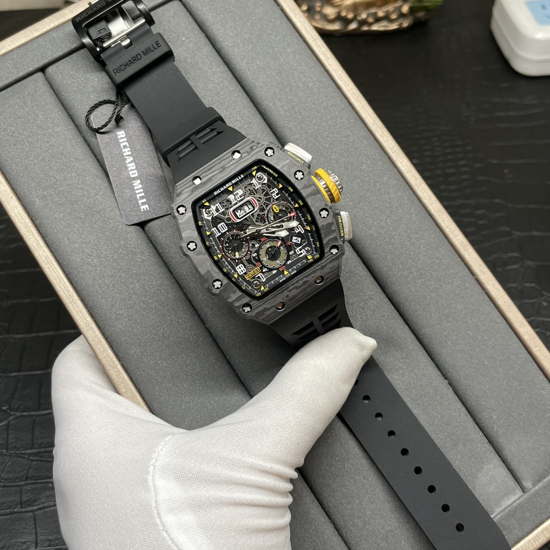 Best Richard Mille RM 11-03 Replica Watch For Men – Swiss Movement, Skeleton Dial, Carbon Fiber Case - Image 4