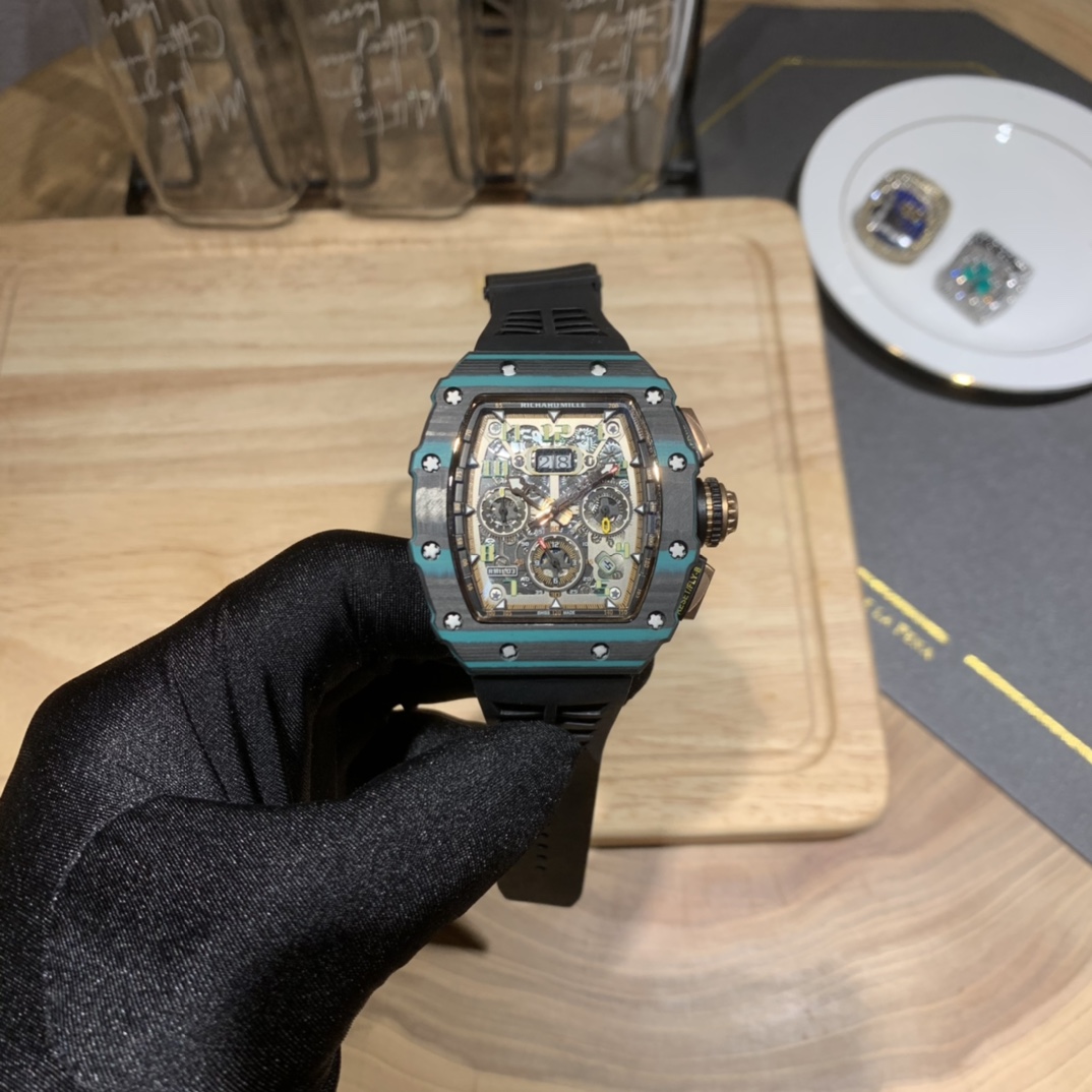 Swiss Replica Richard Mille RM 11-03 Carbon Turquoise Case Watch – Skeleton Dial Luxury Men’s Timepiece - Image 2