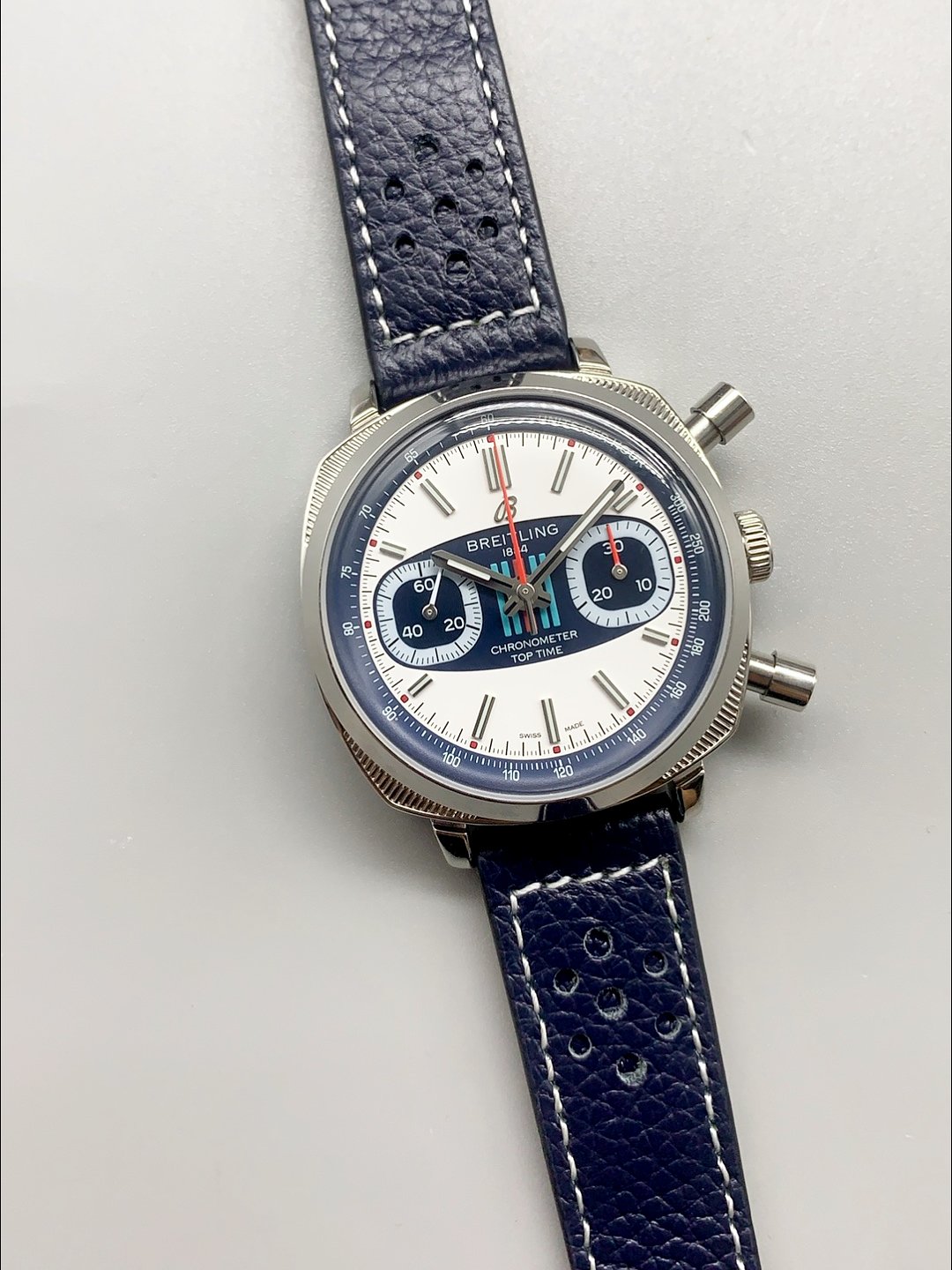Breitling Top Time Chronograph Blue Leather Strap Watch（1;1Super Clone） - Image 2