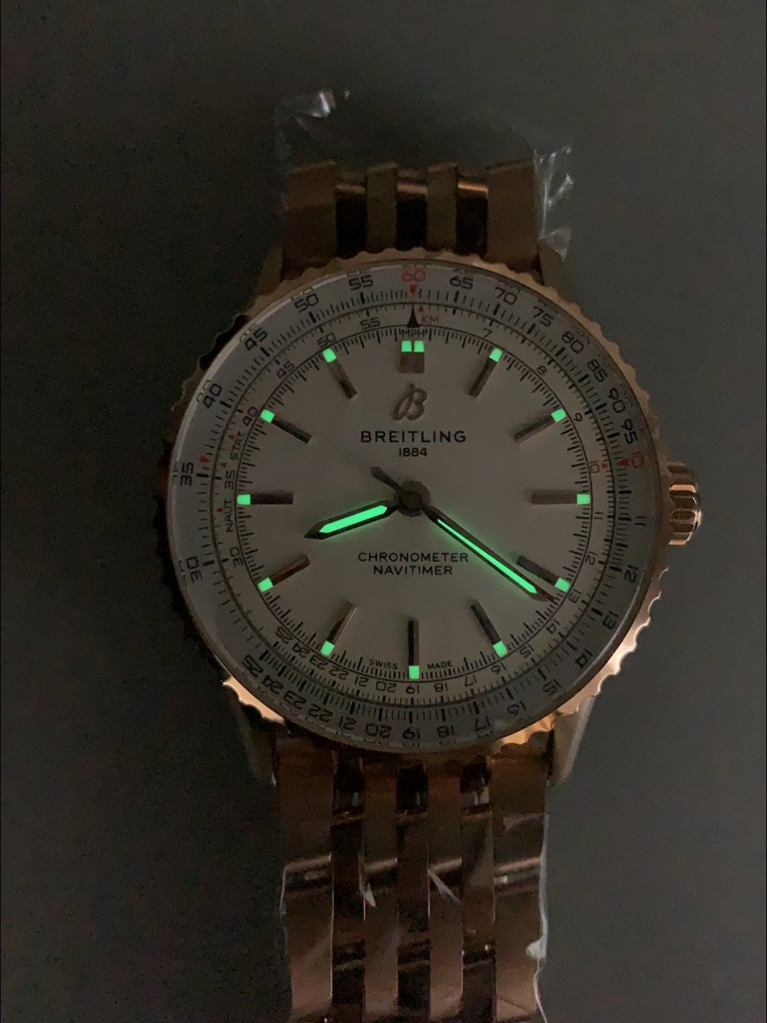 Breitling Navitimer, white dial, rose gold bracelet, model R17329F41G1R1 (1:1 Super Clone) - Image 10