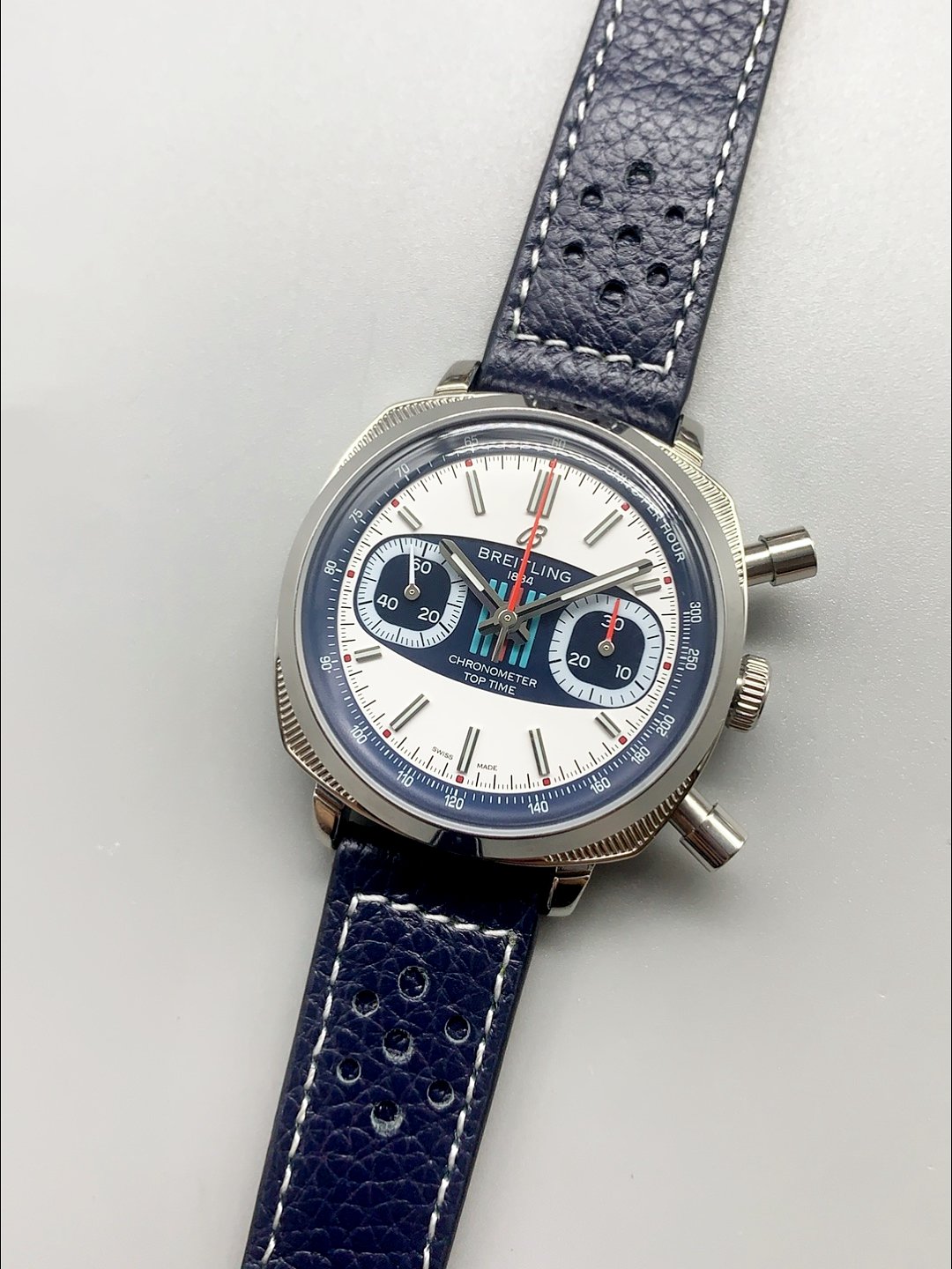 Breitling Top Time Chronograph Blue Leather Strap Watch（1;1Super Clone） - Image 3