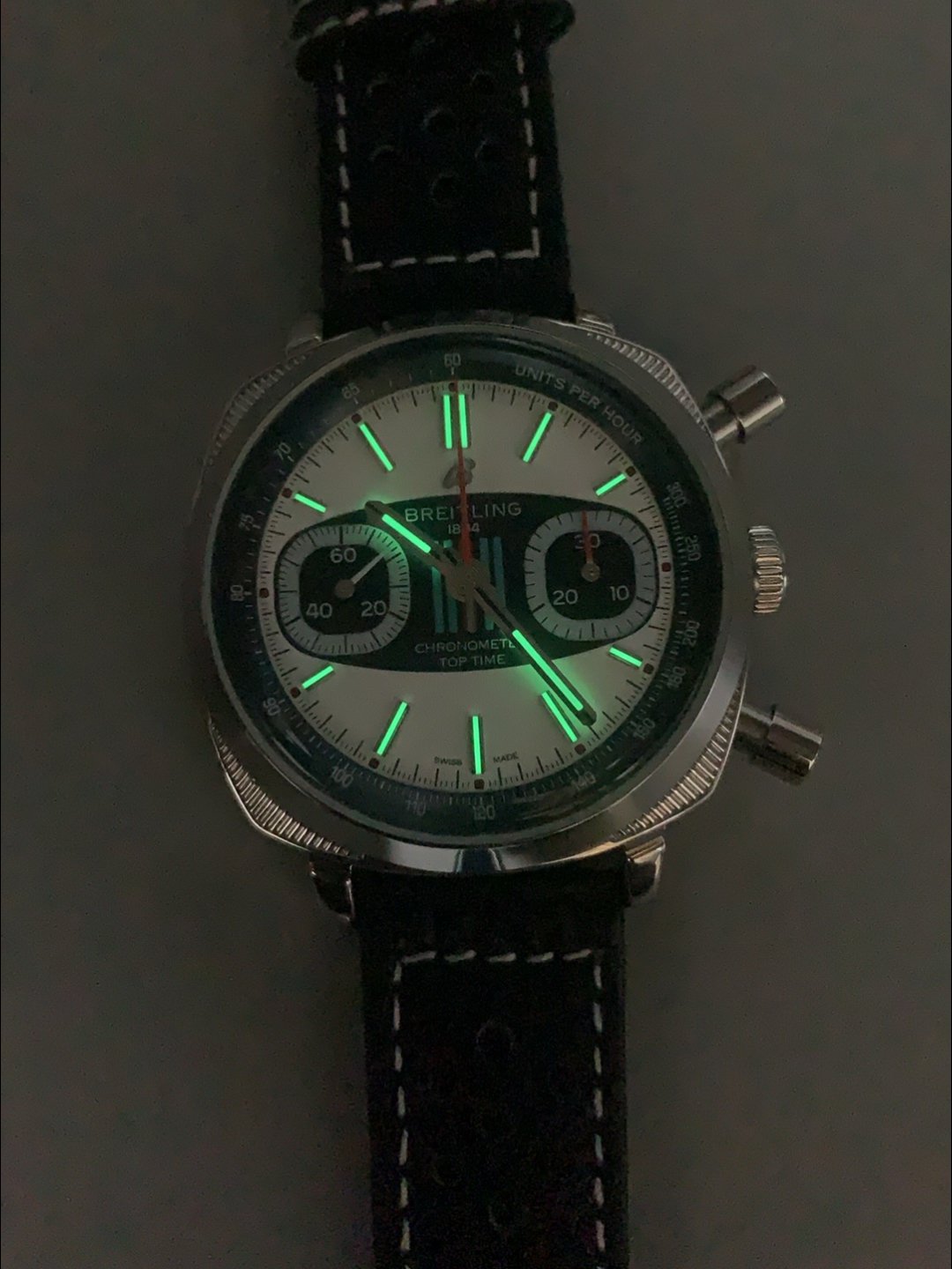 Breitling Top Time Chronograph Blue Leather Strap Watch（1;1Super Clone） - Image 9