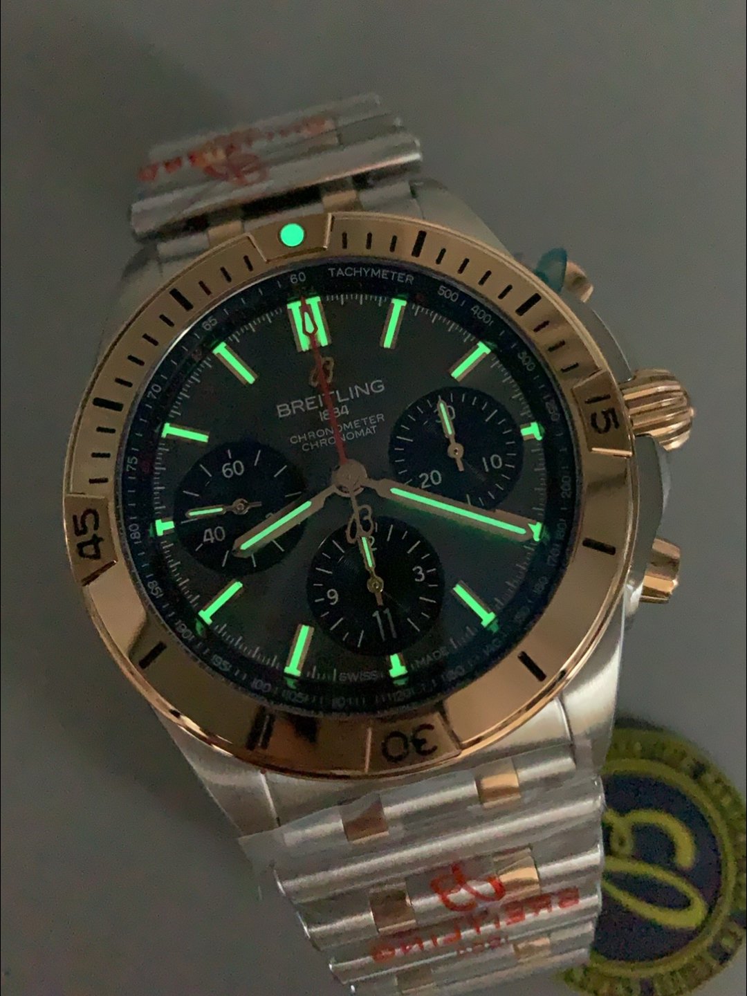 Breitling Chronomat B01 42 Edition 2 Tone Rose Gold with Grey Dial (1:1Super Cloen) - Image 9
