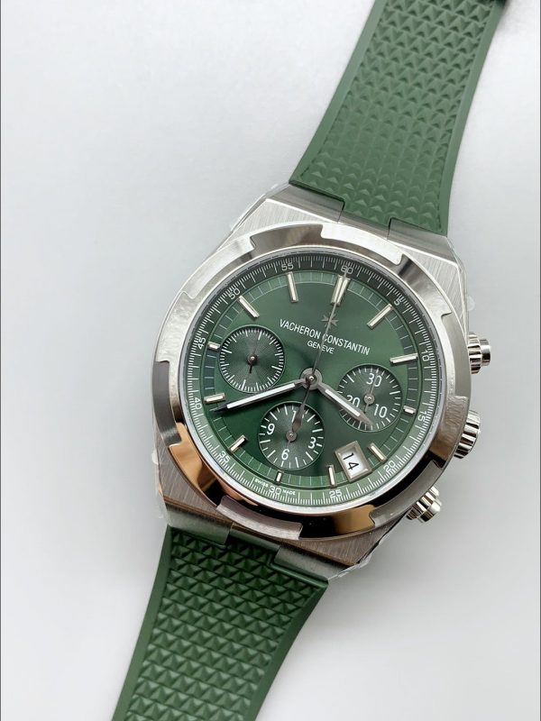Vacheron Constantin Overseas Chronograph 904L Steel Green Dial – Rubber Strap(1:1Super Clone) - Image 3