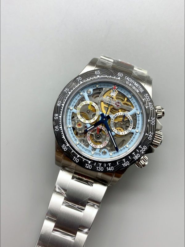Rolex Daytona Artisans De Geneve Stainless Steel Watch Black Carbon Bezel Watch(1:1Super Clone ) - Image 4