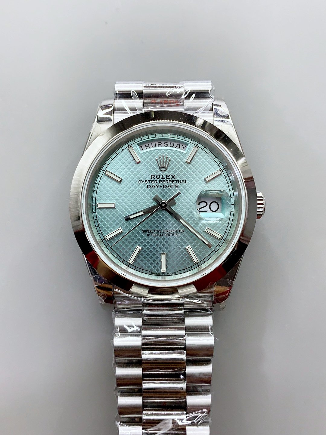 Rolex Day Date Presidential M228206-0004 904L Steel 40MM – Light Blue Dial (1:1Super Clone)
