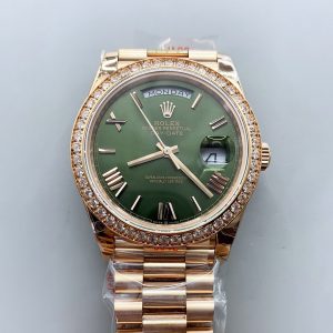 Rolex Day Date Presidential 18K Rose Gold Watch 40MM – Olive Green Dial(1:1Super Clone）