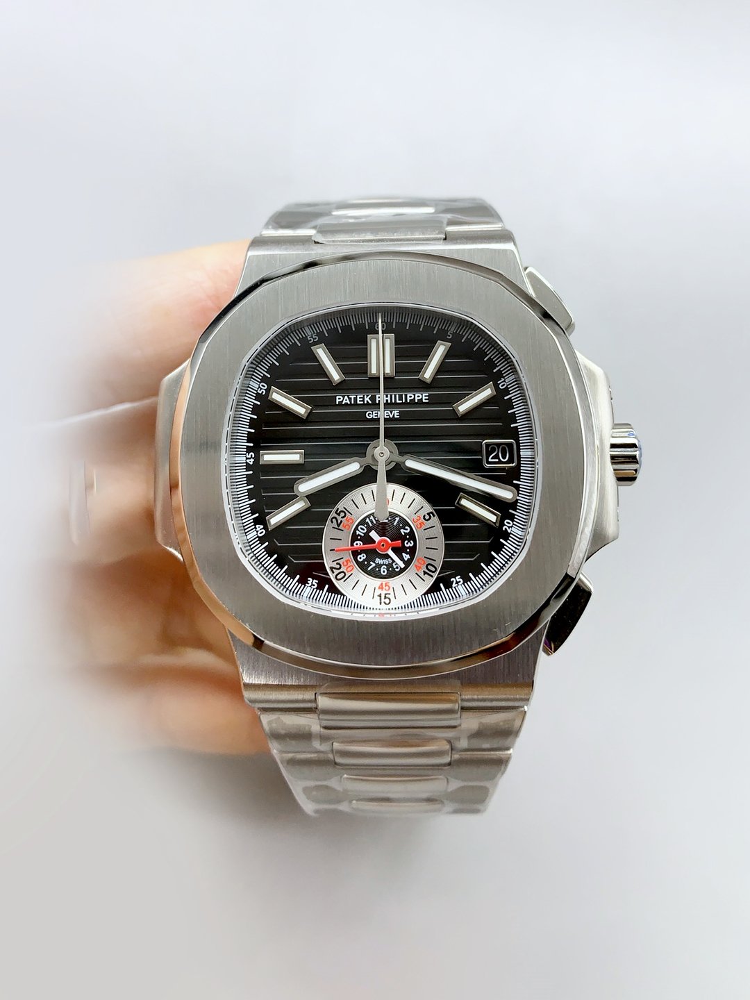 Patek Philippe Nautilus 5980 Chronograph Steel Case in Black Dial (1:1Super Clone)