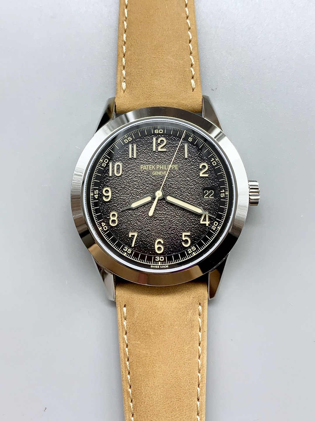 Patek Philippe Calatrava 5226G-001 904L Steel Leather Strap(1:1Super Clone)