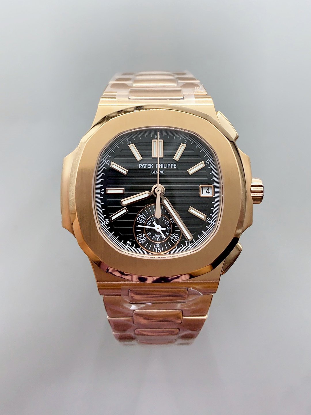 Patek Philippe Nautilus 5980/R Rose Gold 904L Steel Case in Black Dial (1:1Super Clone)