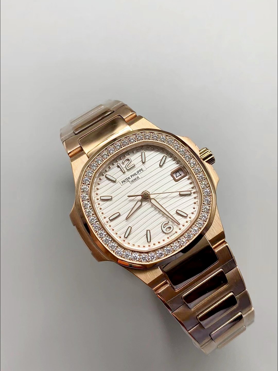 Patek Philippe Nautilus 7010/1GR-011 32MM- Genuine Diamonds on Bezel(1:1 Super Clone) - Image 2