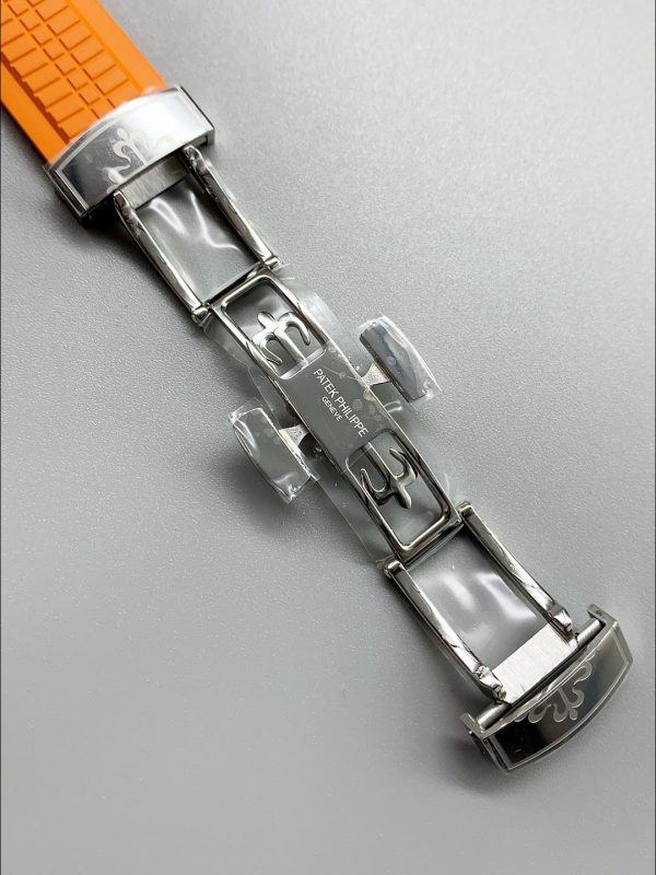 Patek Philippe Aquanaut 5968 Chronograph Steel Casing Orange Strap Watch(1:1 Super Clone) - Image 8