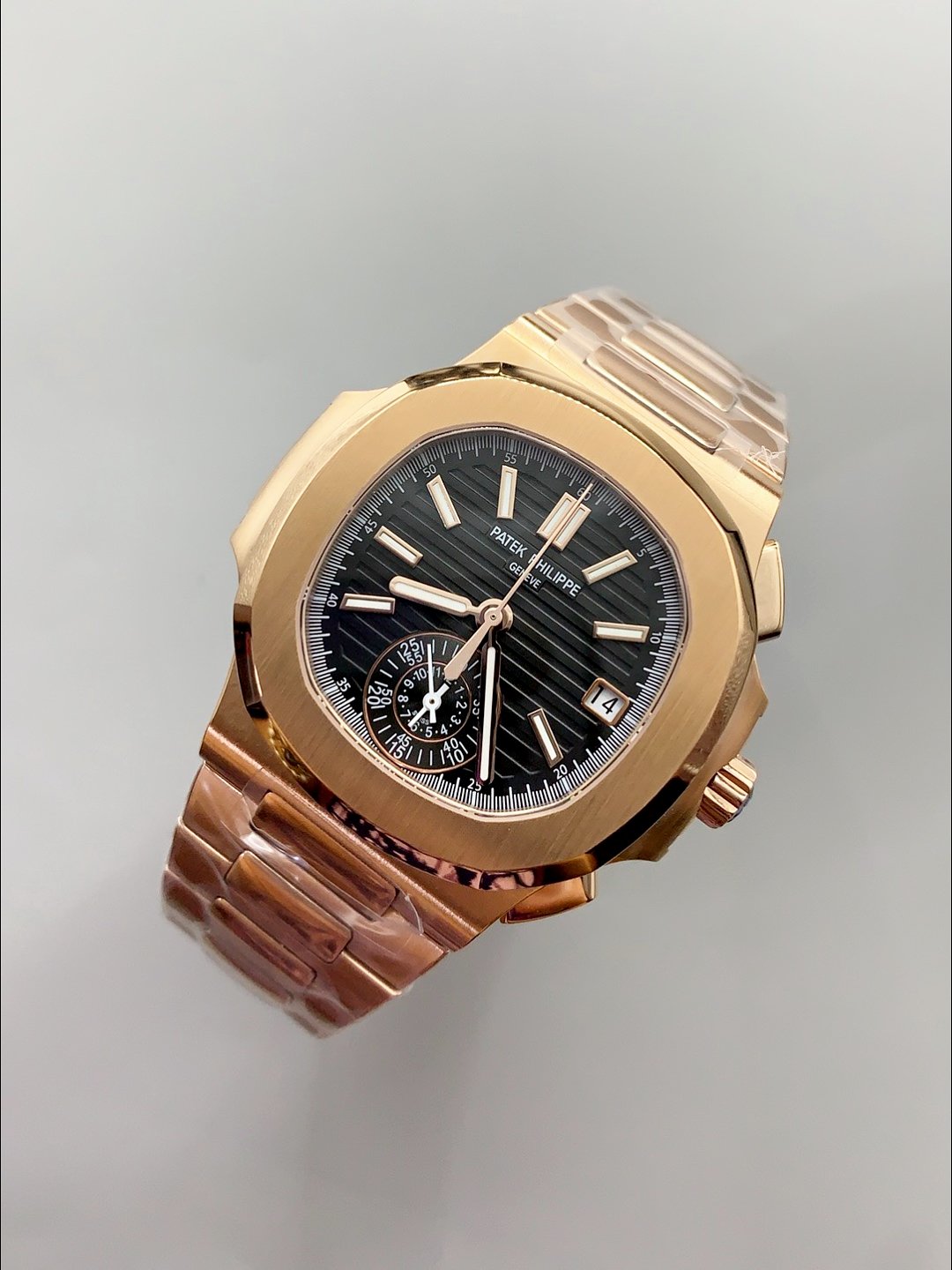 Patek Philippe Nautilus 5980/R Rose Gold 904L Steel Case in Black Dial (1:1Super Clone) - Image 2