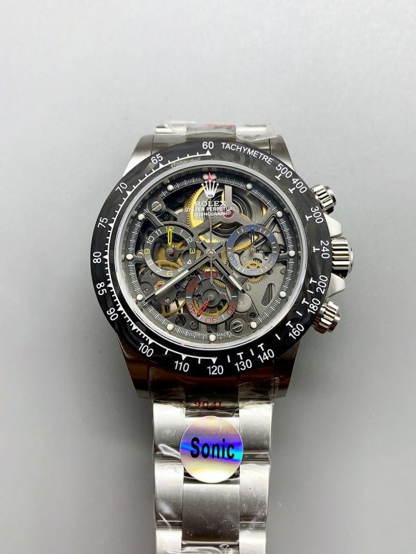 Rolex Daytona Skeleton Dial Carbon Fiber Mechanical Watch (1:1 Super Clone)