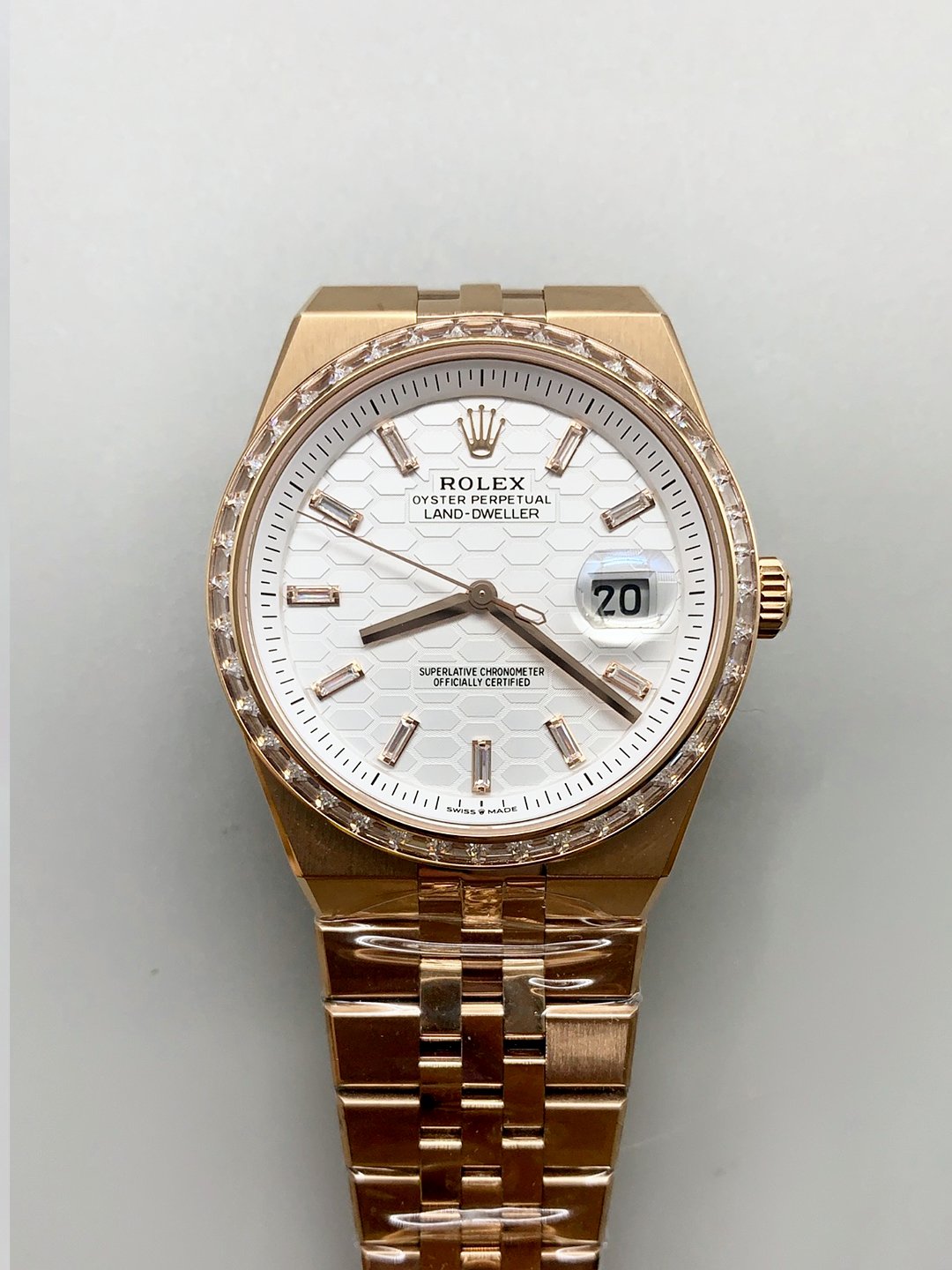 RoleRolex Land-Dweller 127335 Steel Honeycomb Rose Gold 40MM(1:1 Super Clone)