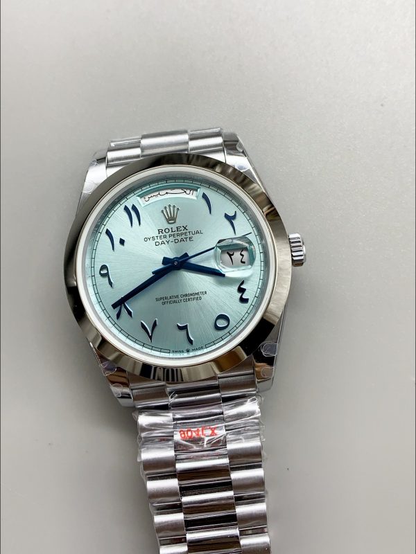 Rolex Day-Date Ice Blue Dial Middle Eastern Numerals Mechanical Watch(1;1Super Clone) - Image 2