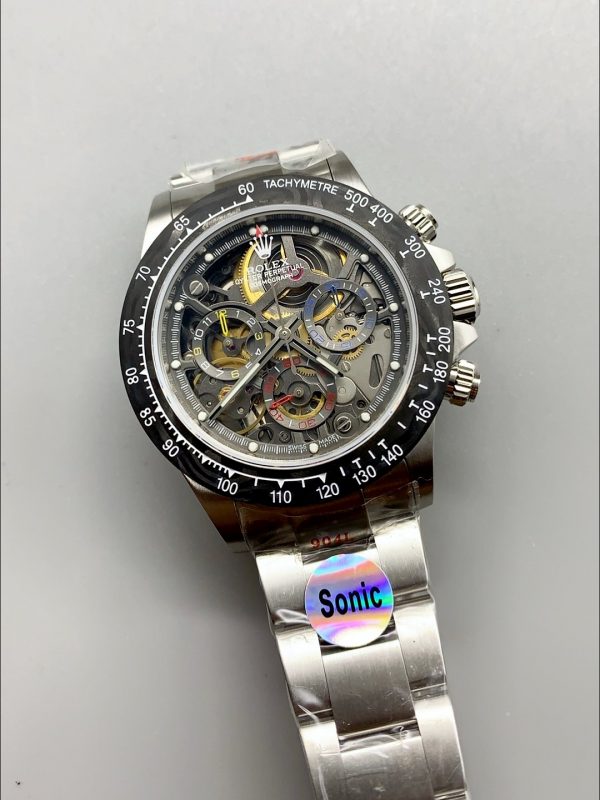 Rolex Daytona Skeleton Dial Carbon Fiber Mechanical Watch (1:1 Super Clone) - Image 2