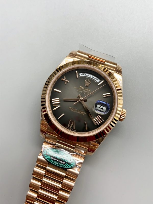 Rolex Day-Date 40 President 18k Rose Gold Slate Ombre Watch(1;1 Super Clone) - Image 3