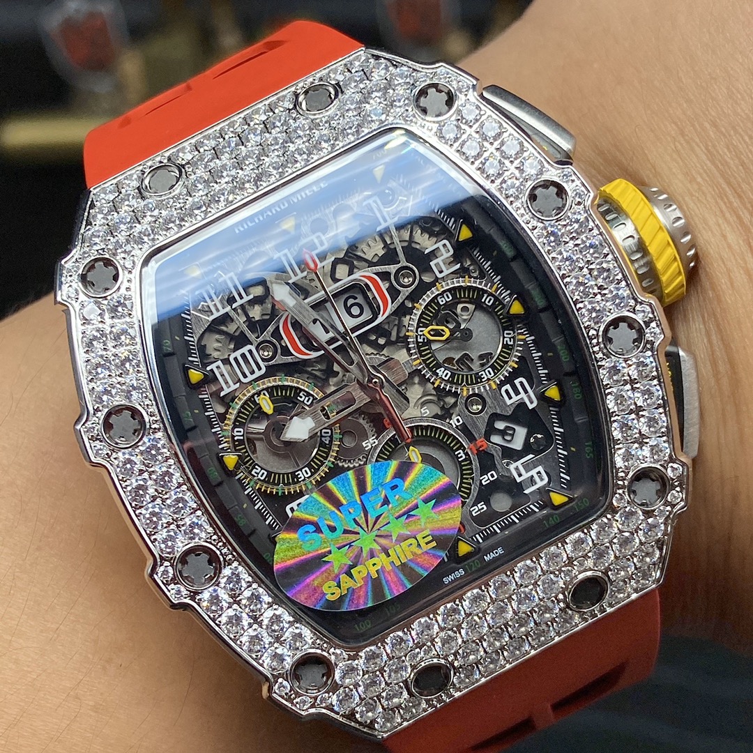 Replica Richard Mille RM 11-03 Men’s Watch with Diamond Bezel And Skeleton Dial Design - Image 4