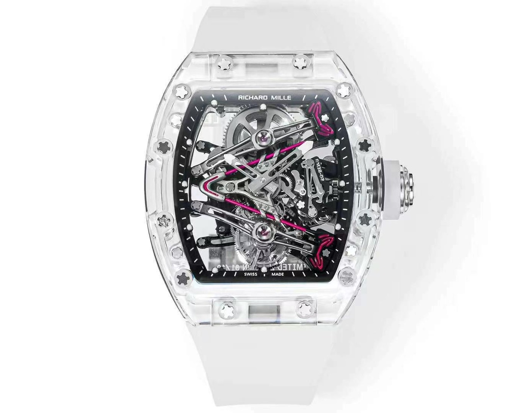Richard Mille RM38-02 Tourbillon Replica Watch with Crystal Case – Pink Theme - Image 2