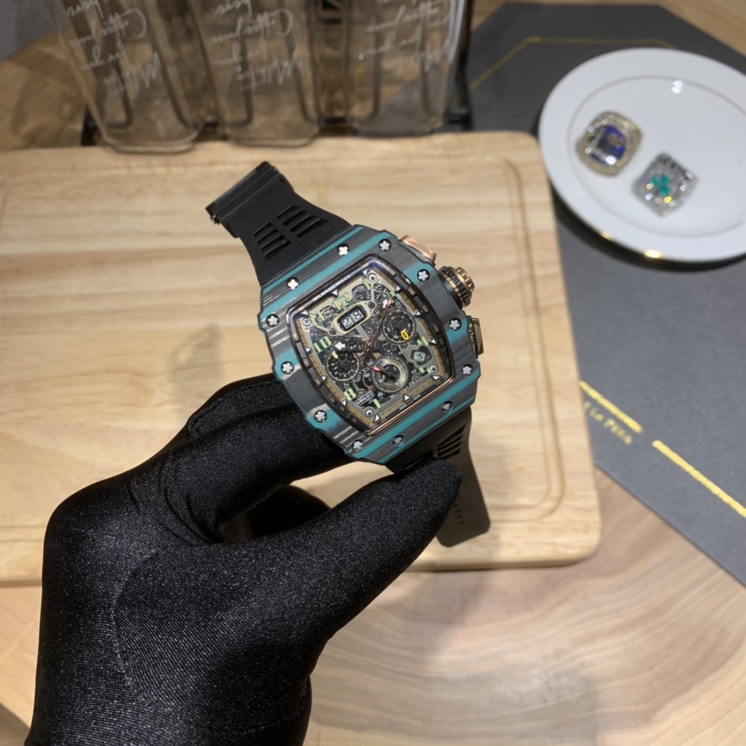 Swiss Replica Richard Mille RM 11-03 Carbon Turquoise Case Watch – Skeleton Dial Luxury Men’s Timepiece - Image 4