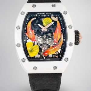 Richard Mille Replica RM S10 Koi Tourbillon Watch with White Ceramic Case