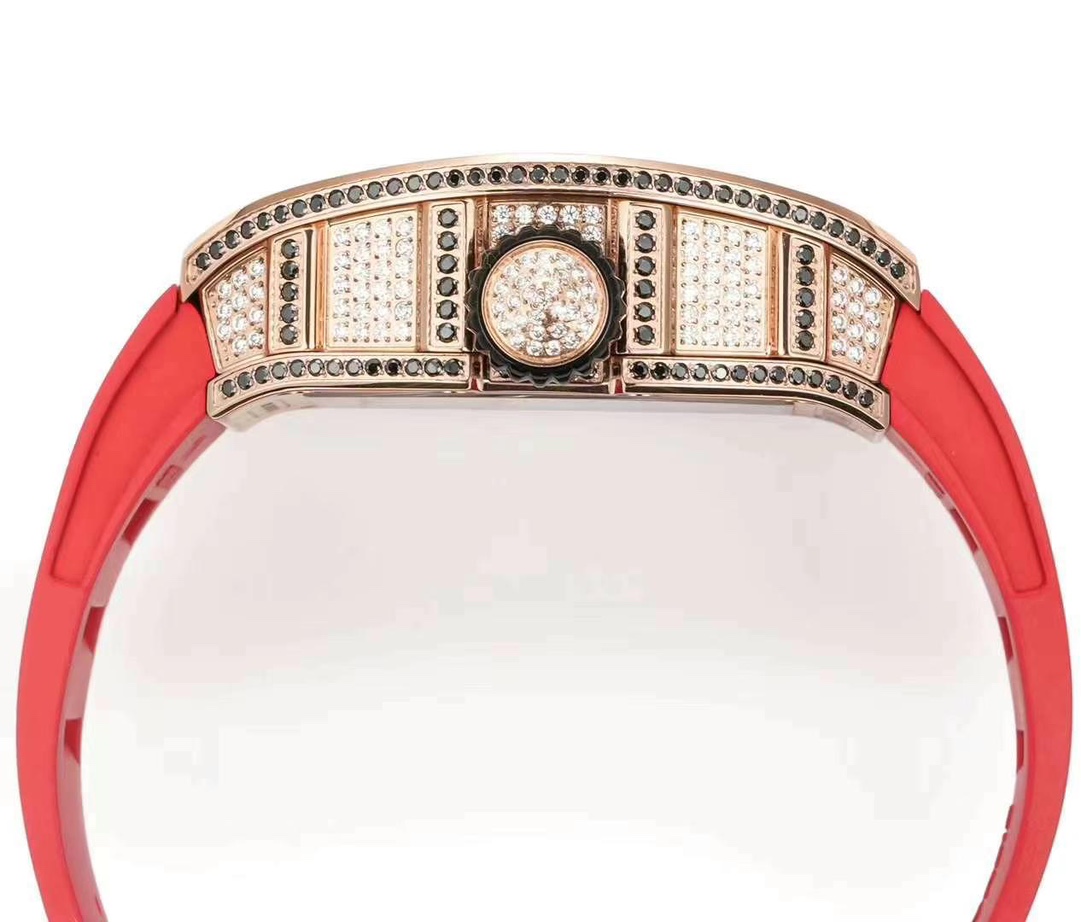 Replica Richard Mille RM S10 Koi Tourbillon Watch Rose Gold with Diamond – Red Leather Strap - Image 6