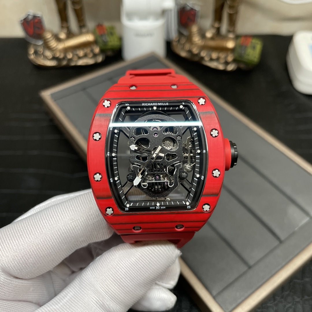 Replica Richard Mille RM 52-01 Skeleton Skull Dial Men’s Watch – Swiss Movement, Red Carbon Case - Image 3