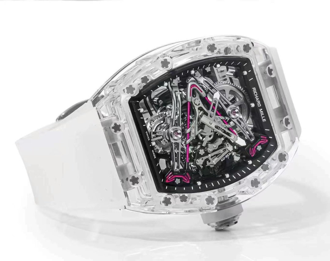 Richard Mille RM38-02 Tourbillon Replica Watch with Crystal Case – Pink Theme - Image 7