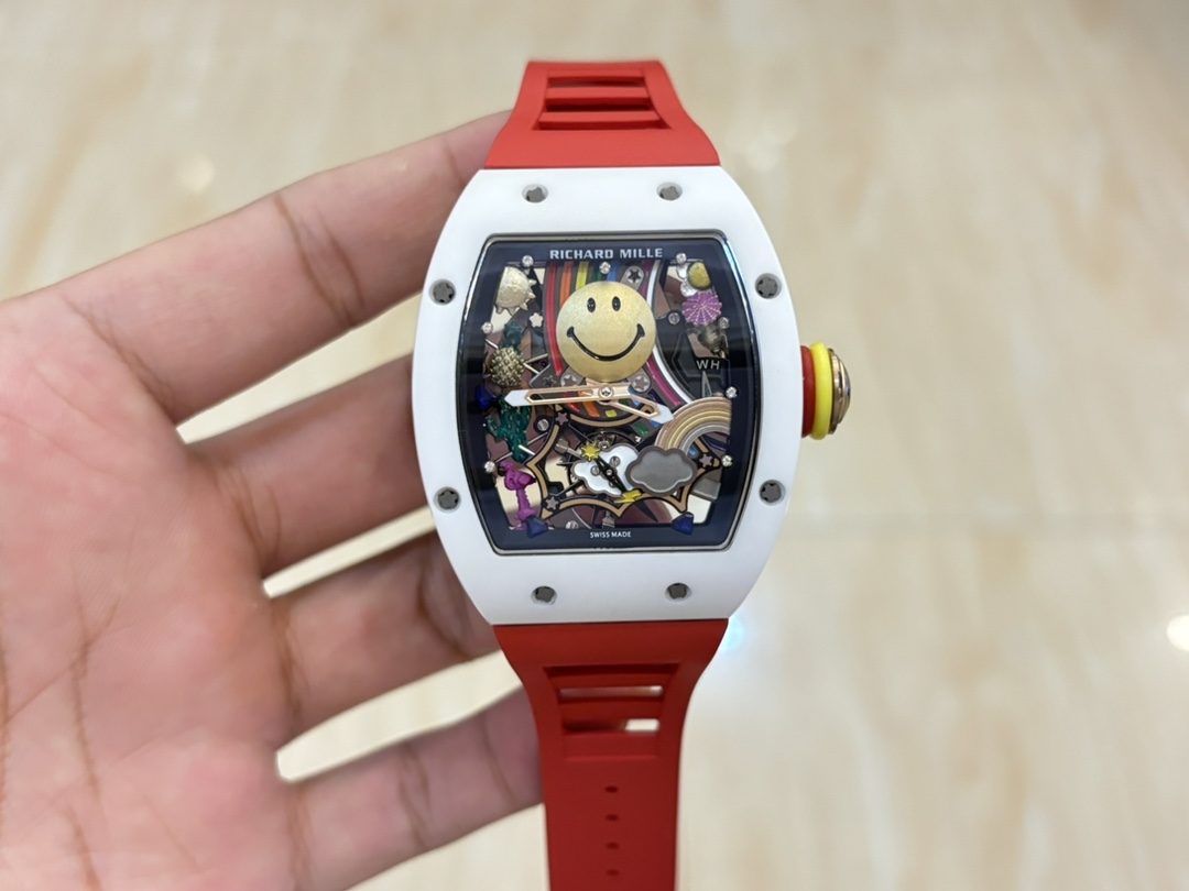 Richard Mille RM 88 Smiley Automatic Tourbillon Watch Replica, Red Rubber Strap - Image 3