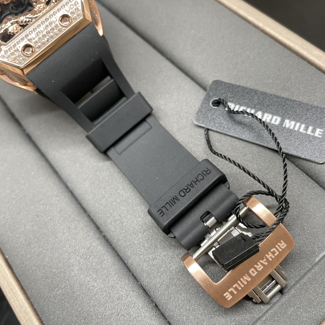 Swiss Richard Mille RM 51-01 Replica Tiger And Dragon Michelle Yeoh Watch with Diamond Bezel And Black Rubber Strap - Image 10
