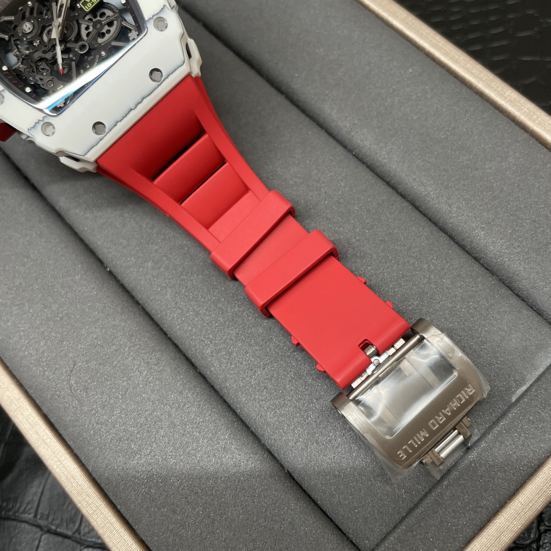 Richard Mille RM 35-01 Replica Rafael Nadal White Carbon Case Red Strap Watch | Swiss Movement, Skeleton Dial - Image 10
