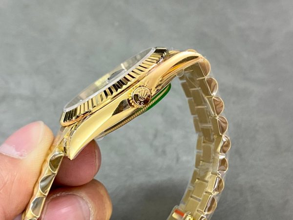 Day Date Rolex Weekly Journal 18K Yellow Gold Plated counter weight(Black dial gold daydate) - Image 6