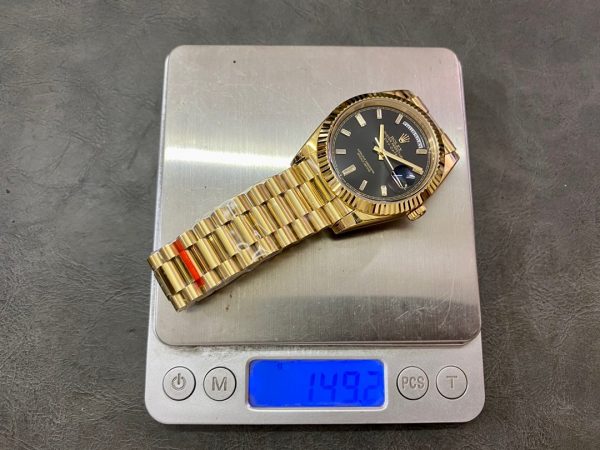 Day Date Rolex Weekly Journal 18K Yellow Gold Plated counter weight(Black dial gold daydate) - Image 10