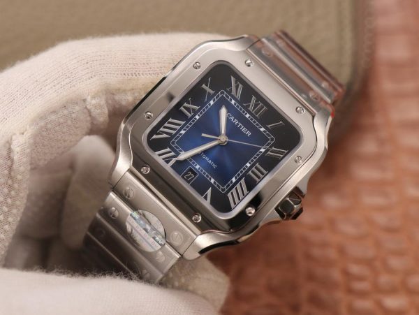Cartier Santos De Cartier 40MM Two Tone – 1:1 Superclone (Blue Santos) - Image 3