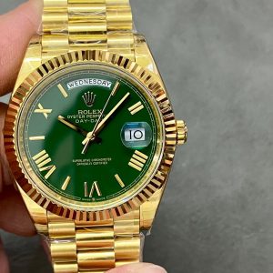 Day Date Rolex Weekly Journal 18K Yellow Gold Plated counter weight(Green dial gold daydate)