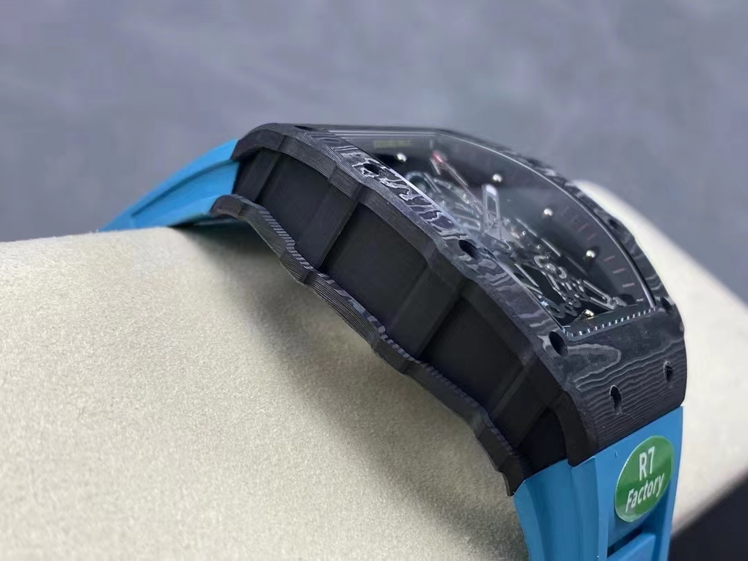 Replica Richard Mille RM 35-02 Swiss NTPT Carbon Fiber Case, Blue Rubber Strap Watch - Image 5
