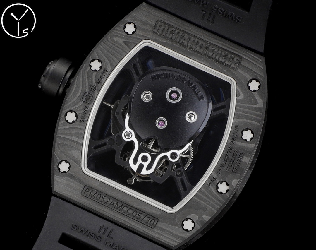 Best Richard Mille RM 052 Replica Black Carbon Fiber Case Watch – Men’s Luxury Watch With Skeleton Skull Dial - Image 9