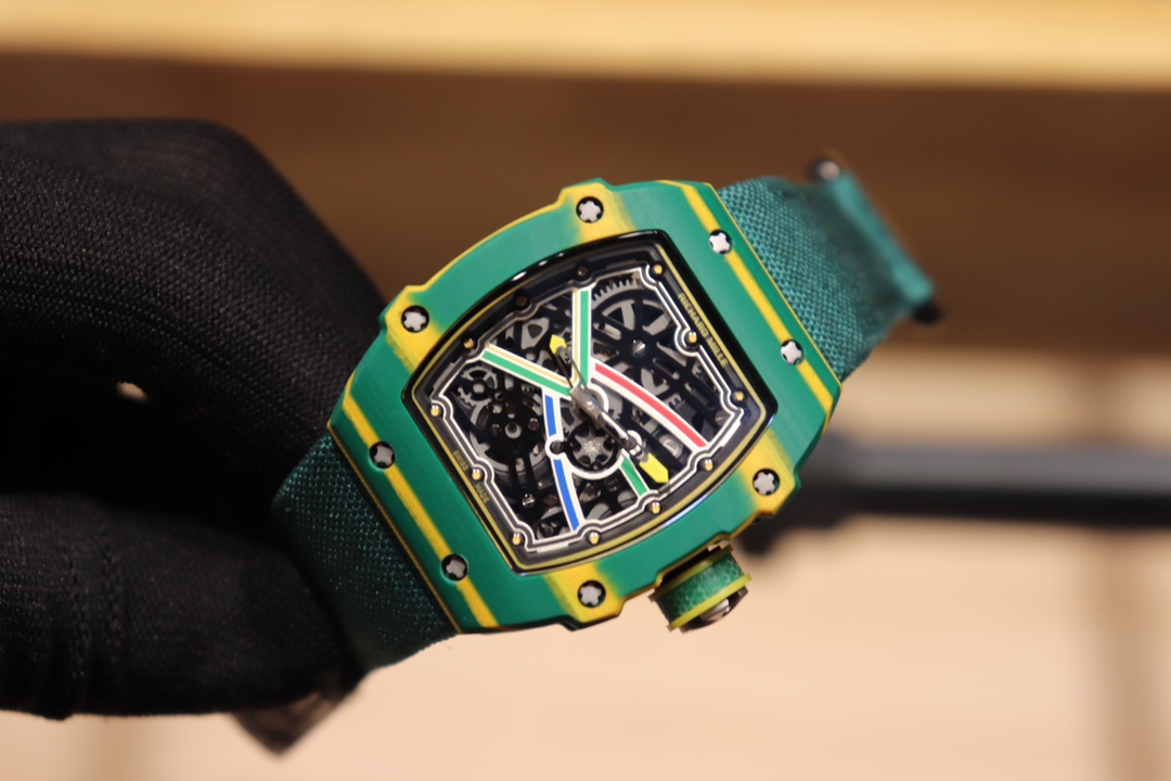 Best Replica Richard Mille RM 67-02 Skeleton Dial Watch With Green Fabric Strap - Image 3