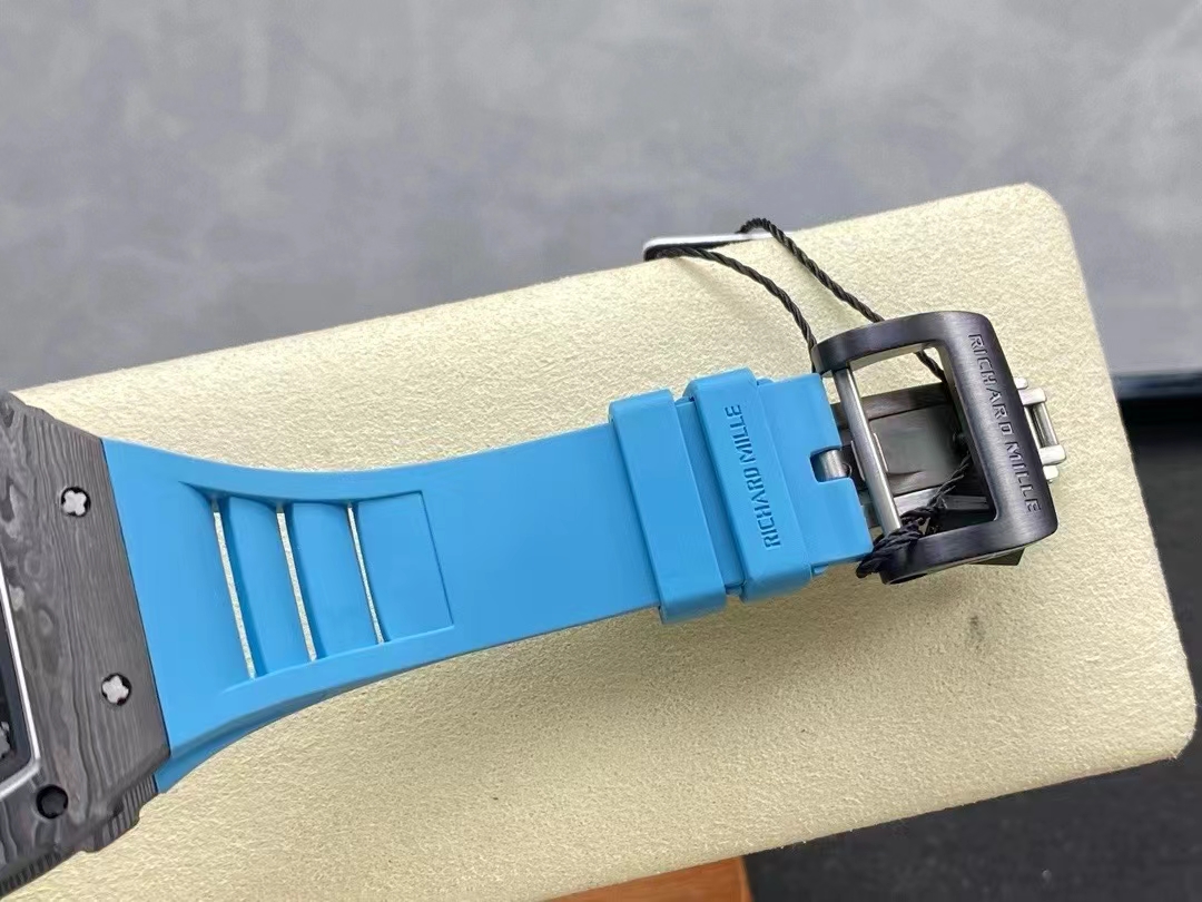 Replica Richard Mille RM 35-02 Swiss NTPT Carbon Fiber Case, Blue Rubber Strap Watch - Image 4