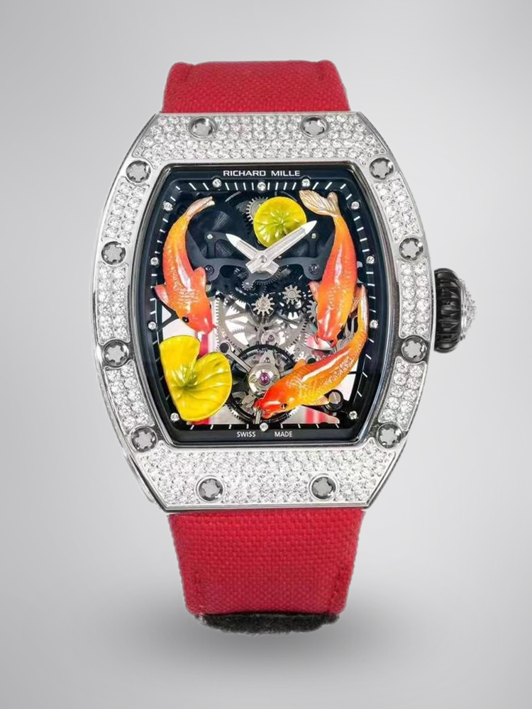 Richard Mille RM S10 Koi Tourbillon Replica – Swiss Movement, Diamond-Set Case, and AAA Quality for the Ultimate Luxury Experience