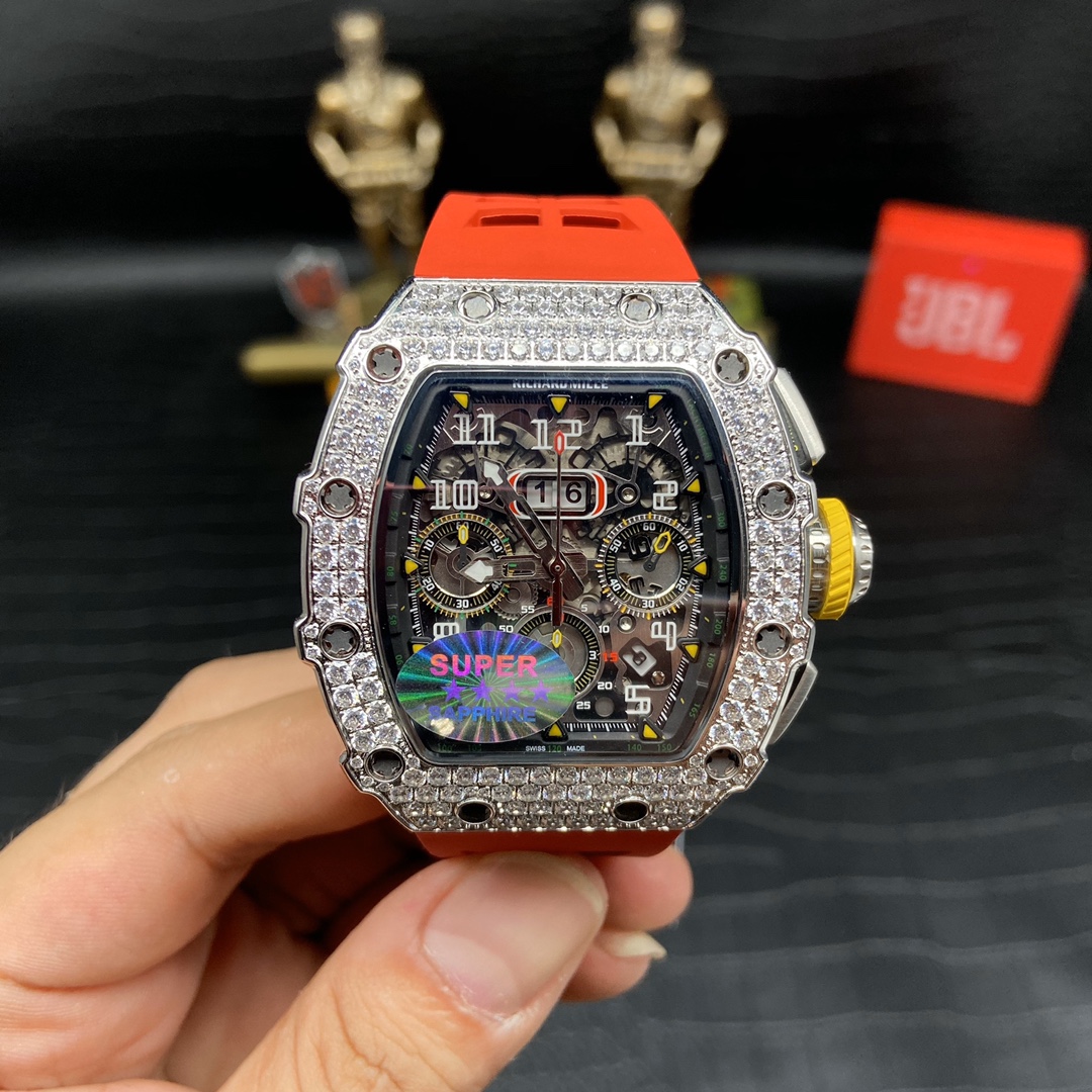 Replica Richard Mille RM 11-03 Men’s Watch with Diamond Bezel And Skeleton Dial Design - Image 2