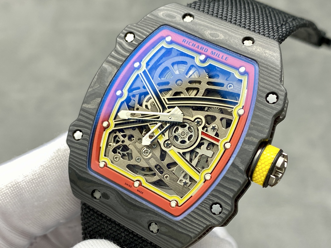 Best Replica Richard Mille RM67-02 Super Clone 47mm Skeleton Dial Carbon Fiber Watch - Image 5