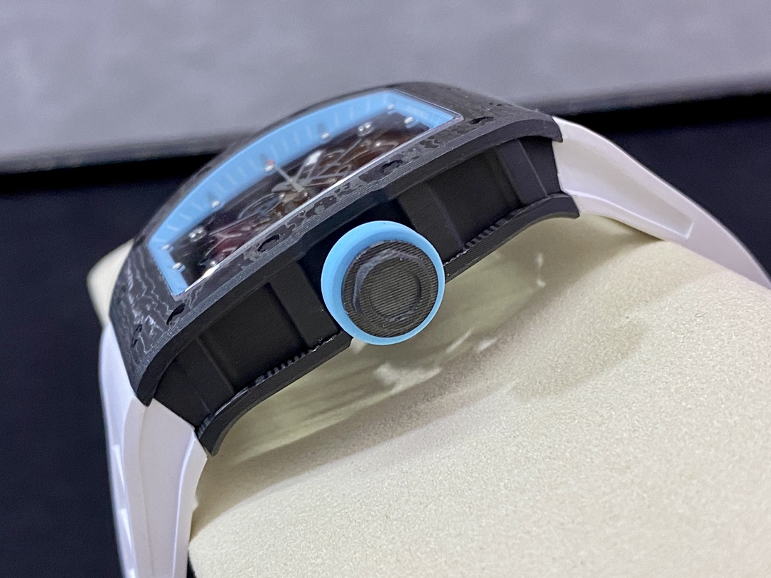 Replica Richard Mille RM055 NTPT Carbon Fiber Light Blue Skeleton Dial Super Clone Watch - Image 7