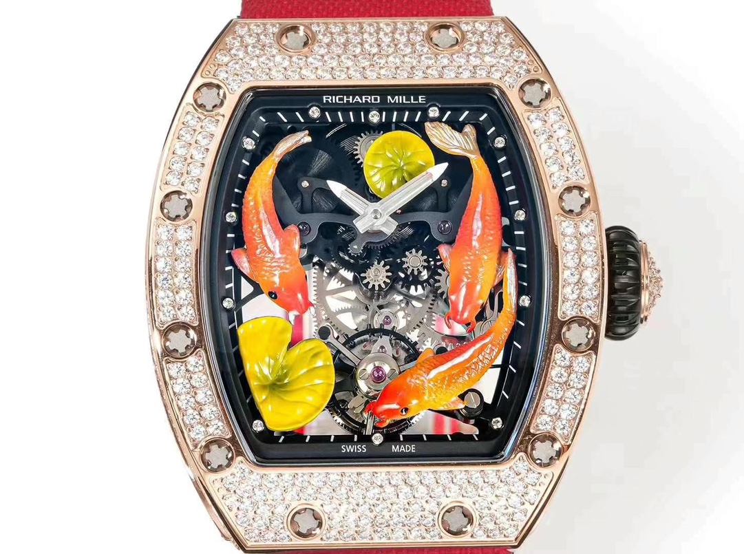 Replica RICHARD MILLE RM S10 Koi Tourbillon Watch with Rose Gold Case - Image 9
