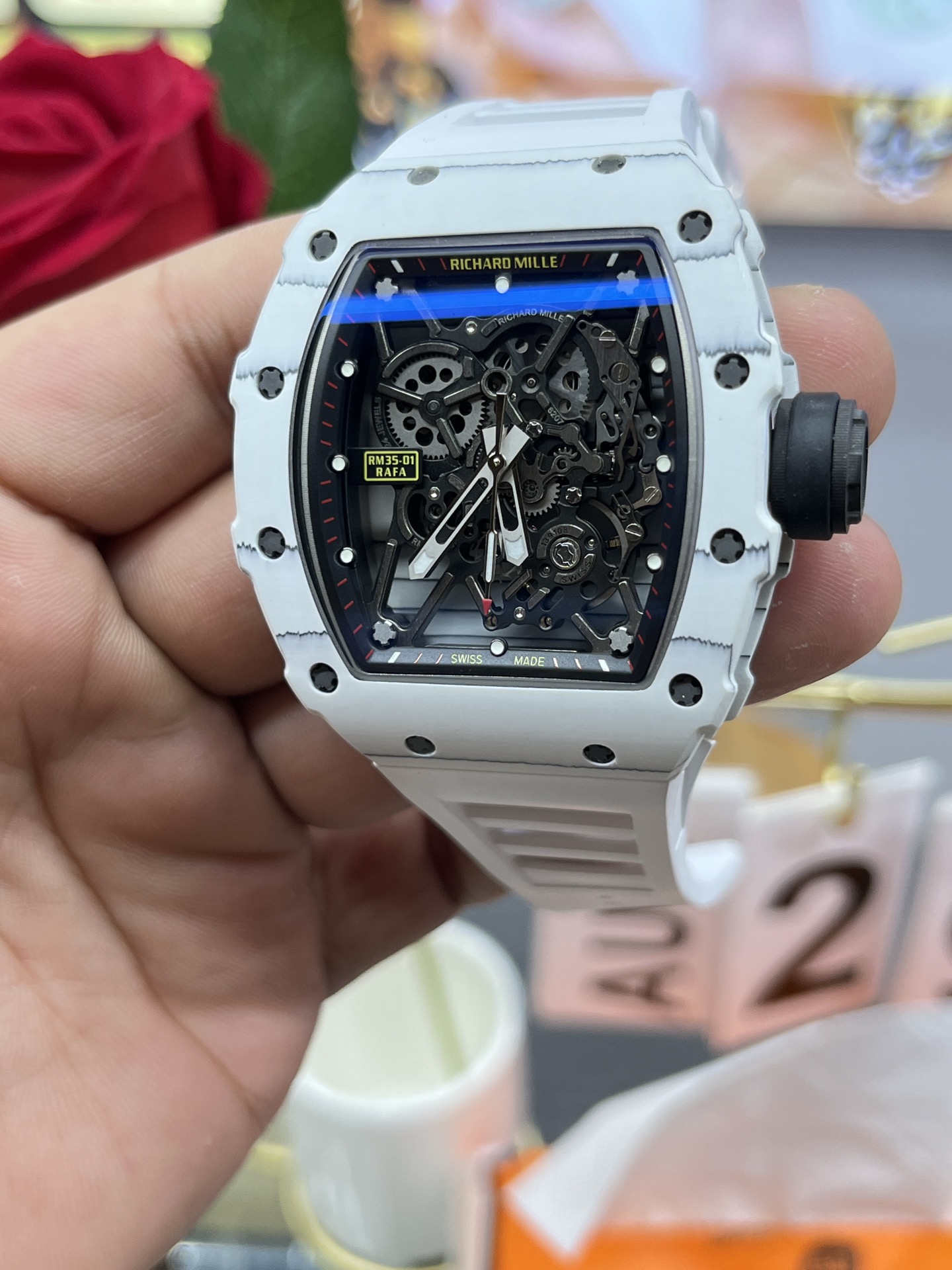Best Replica RICHARD MILLE RM35-01 White Carbon Skeleton Dial Watch – Super Clone Quality - Image 4