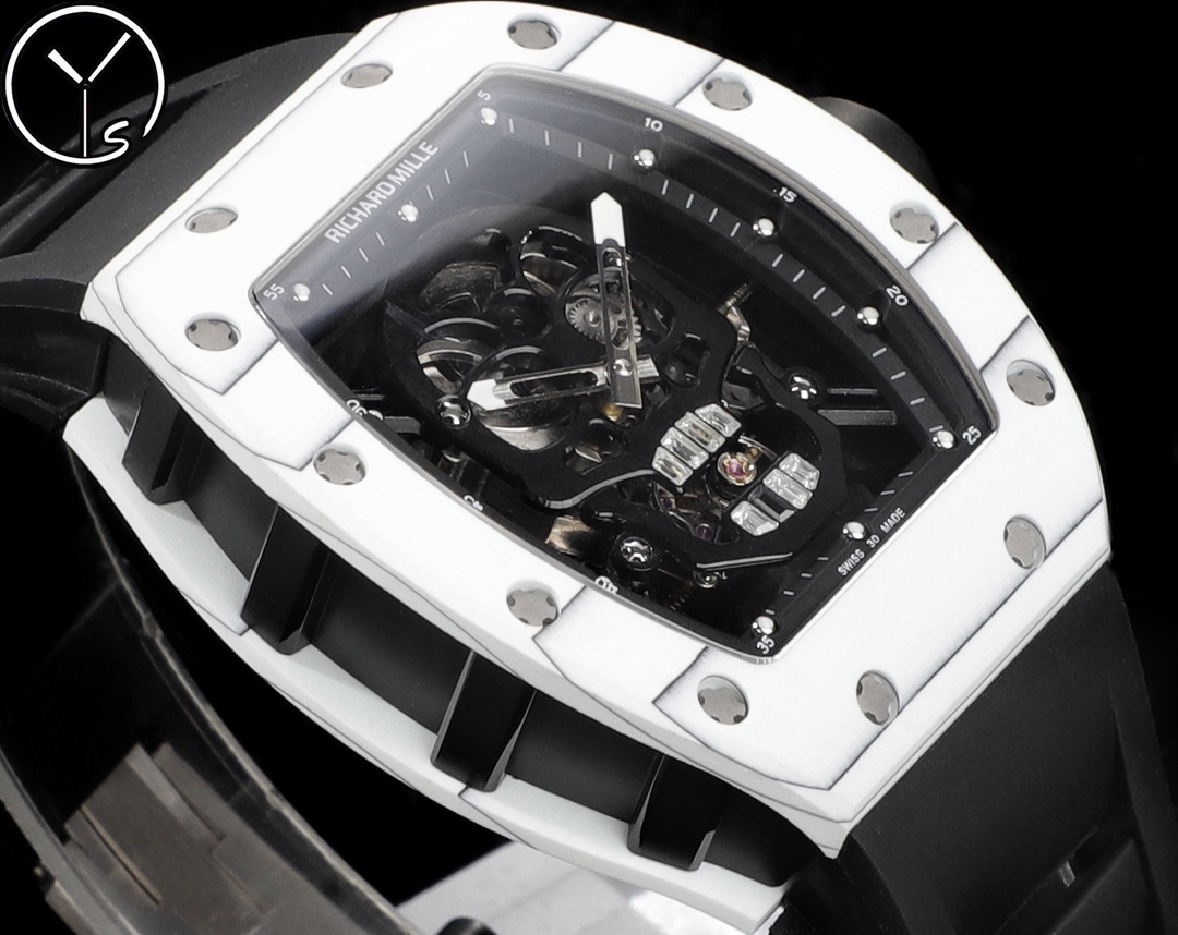 Best Swiss Replica Richard Mille RM52 Skull Tourbillon Watch with Rubber Strap - Image 5