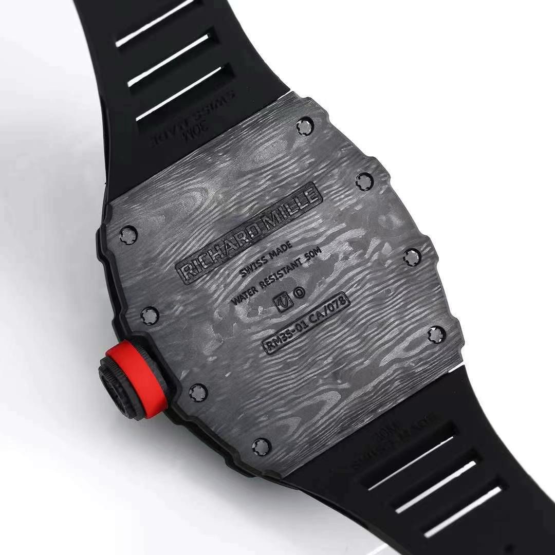 Richard Mille RM 35-01 Rafael Nadal Replica Swiss Watch – Skeleton Dial, NTPT Carbon Case, Black Rubber Strap - Image 8